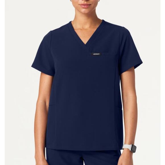 Jaanuu Women's Midnight Navy Magna 3-Pocket Scrub Top- Size S - Picture 1 of 4